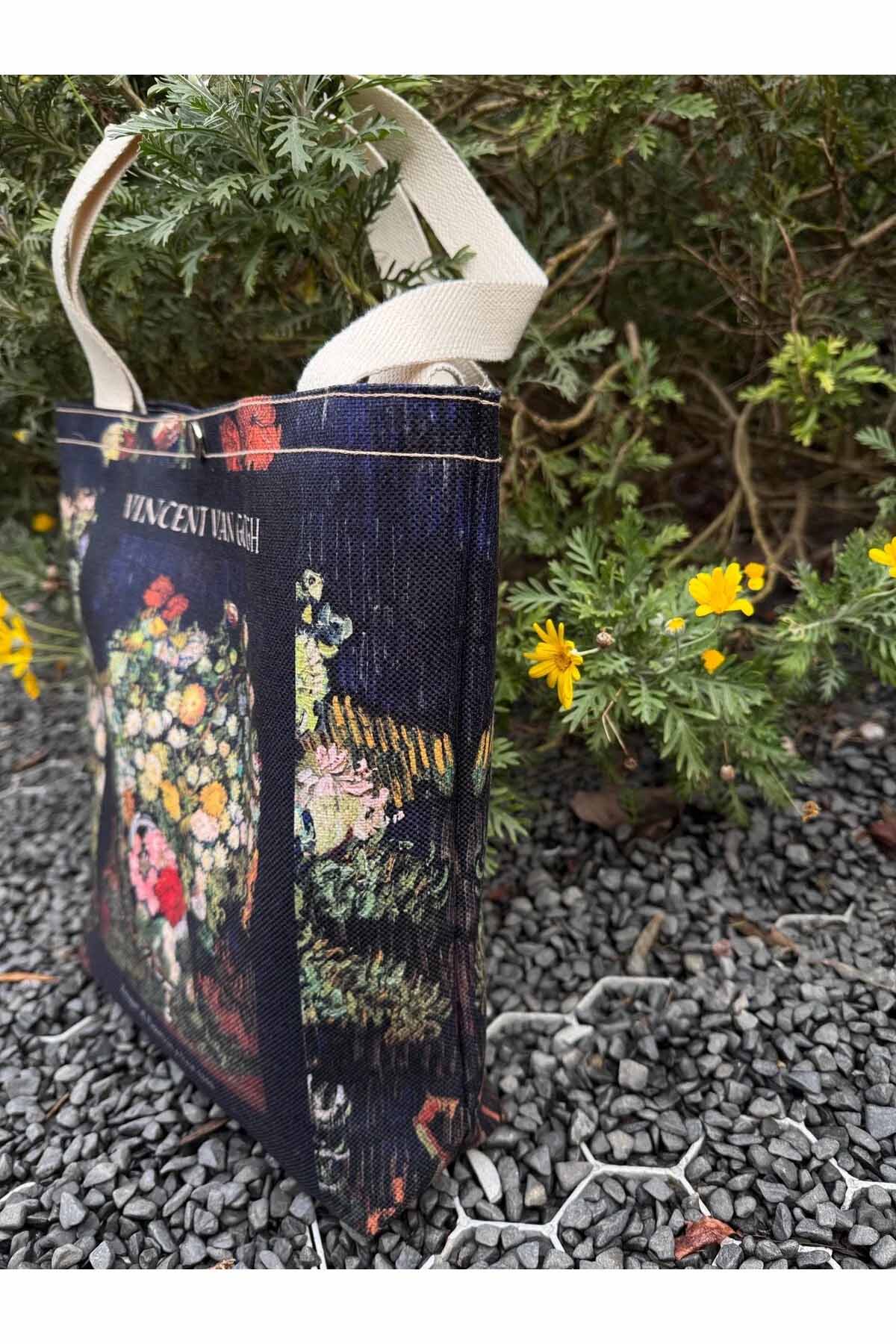 Vincent Van Gogh Kanvas Bez Çanta Yıkanabilir Metal Çıtçıtlı 35x38cm (KÜÇÜK BOY)