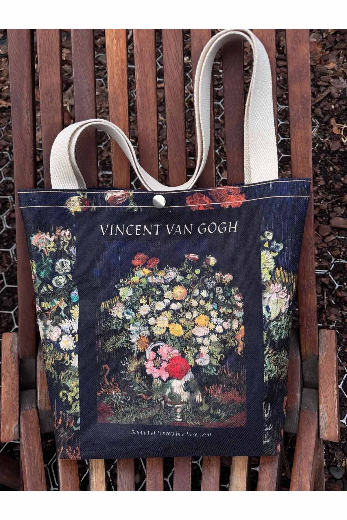 Vincent Van Gogh Kanvas Bez Çanta Yıkanabilir Metal Çıtçıtlı 35x38cm (KÜÇÜK BOY)