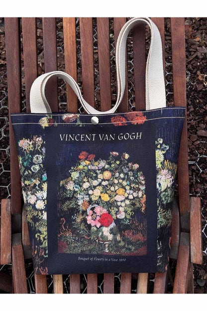 Vincent Van Gogh Kanvas Bez Çanta Yıkanabilir Metal Çıtçıtlı 35x38cm (KÜÇÜK BOY)