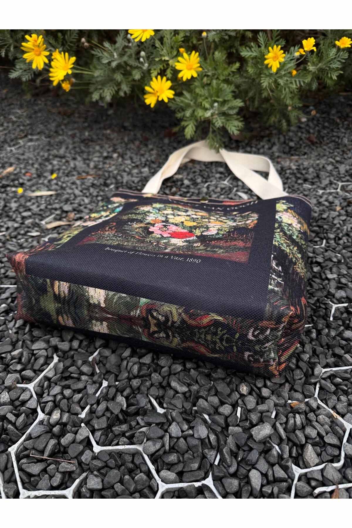 Vincent Van Gogh Kanvas Bez Çanta Yıkanabilir Metal Çıtçıtlı 35x38cm (KÜÇÜK BOY)