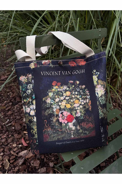 Vincent Van Gogh Kanvas Bez Çanta Yıkanabilir Metal Çıtçıtlı 35x38cm (KÜÇÜK BOY)