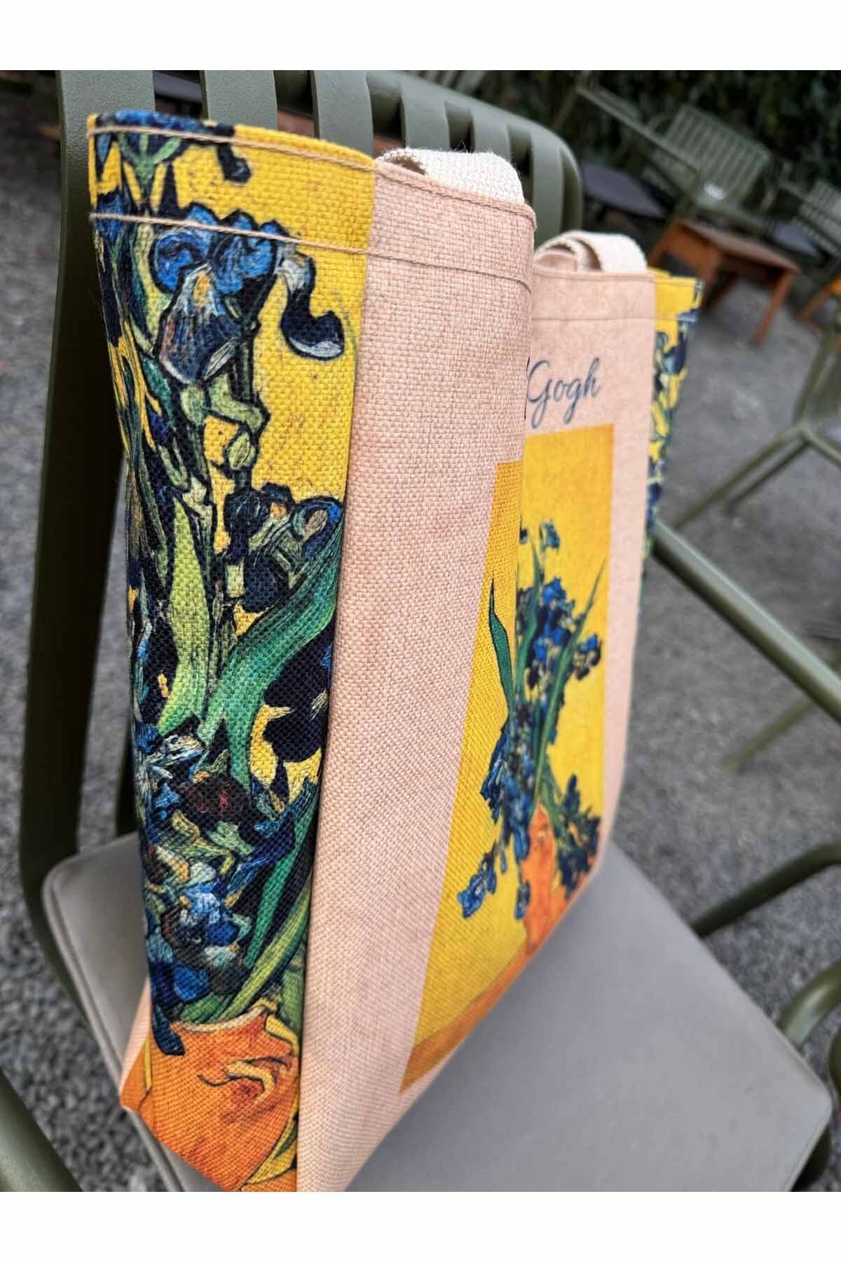 Vincent Van Gogh Kanvas Bez Çanta Yıkanabilir Metal Çıtçıtlı Cepli