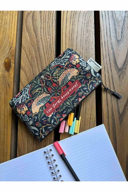 William Morris büyük boy kalemlik yıkanabilir 22x12 ölçülerinde körüklü makyaj çantası ve kalem kutu