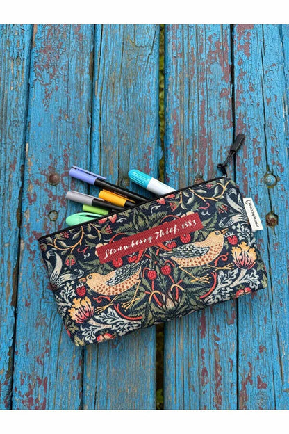 William Morris büyük boy kalemlik yıkanabilir 22x12 ölçülerinde körüklü makyaj çantası ve kalem kutu