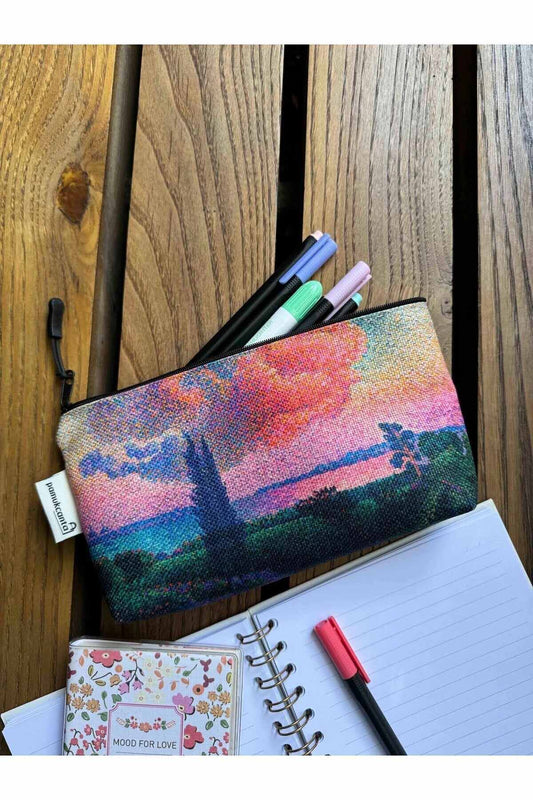 Henri Edmond Cross büyük boy kalemlik yıkanabilir 22x12 ölçülerinde körüklü makyaj çantası