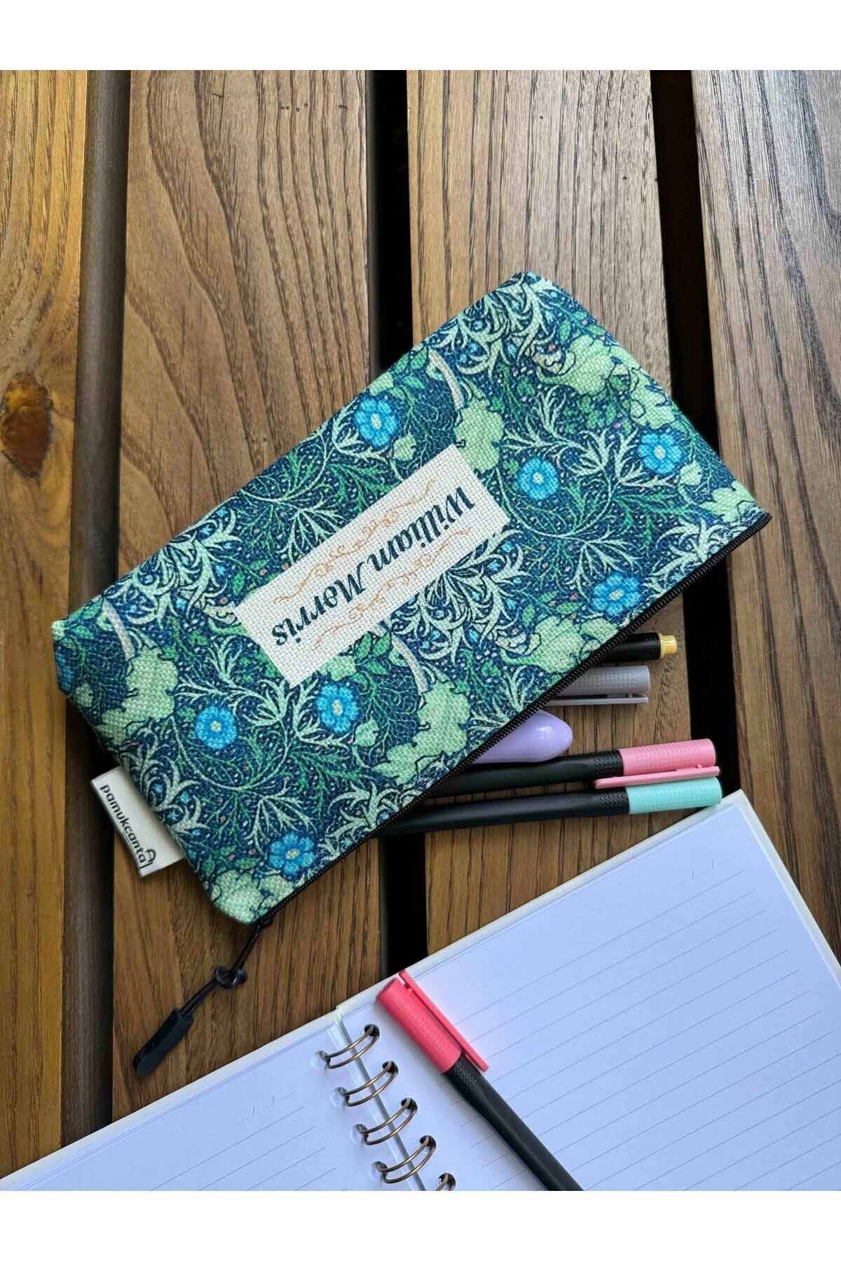 William Morris büyük boy kalemlik yıkanabilir 22x12 ölçülerinde körüklü makyaj çantası ve kalem kutu