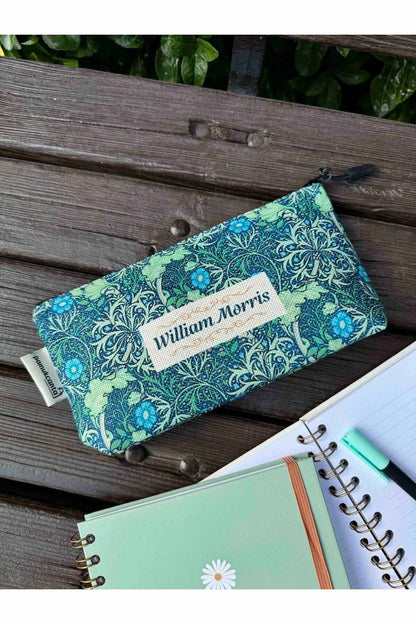 William Morris büyük boy kalemlik yıkanabilir 22x12 ölçülerinde körüklü makyaj çantası ve kalem kutu