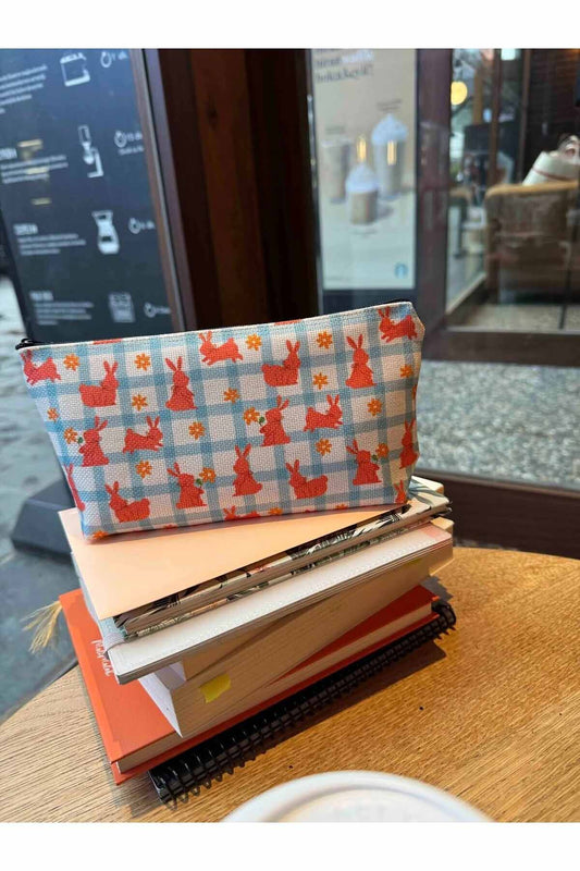 Tavşan Kalemlik Yıkanabilir 22x12 Ölçülerinde Körüklü Makyaj Çantası