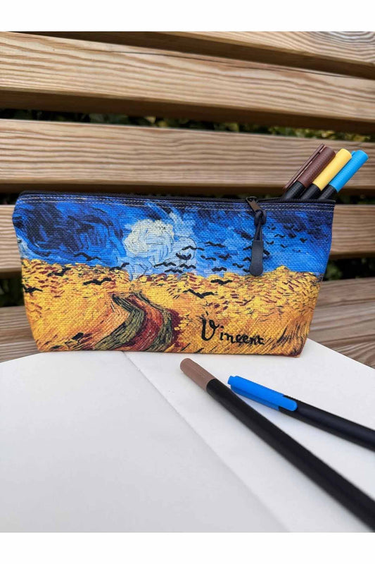 Vincent Van Gogh Kalemlik Yıkanabilir 22x12 Ölçülerinde Körüklü Makyaj Çantası