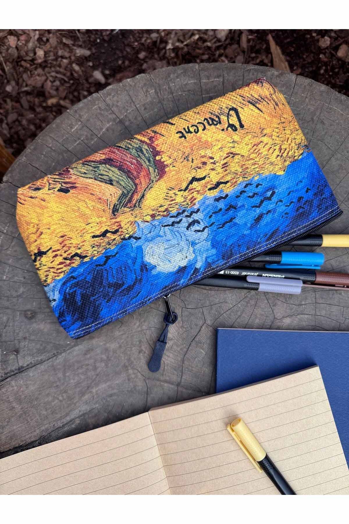 Vincent Van Gogh Kalemlik Yıkanabilir 22x12 Ölçülerinde Körüklü Makyaj Çantası