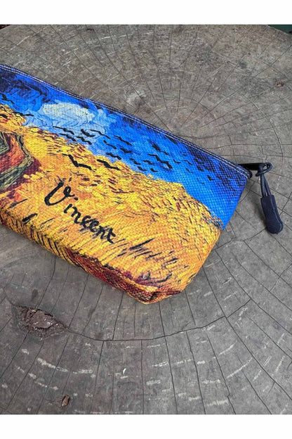 Vincent Van Gogh Kalemlik Yıkanabilir 22x12 Ölçülerinde Körüklü Makyaj Çantası
