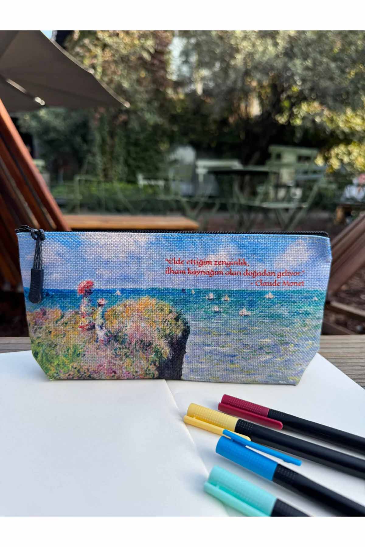 Claude Monet Kalemlik Yıkanabilir 22x12 Ölçülerinde Körüklü Makyaj Çantası