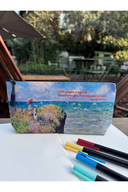 Claude Monet Kalemlik Yıkanabilir 22x12 Ölçülerinde Körüklü Makyaj Çantası