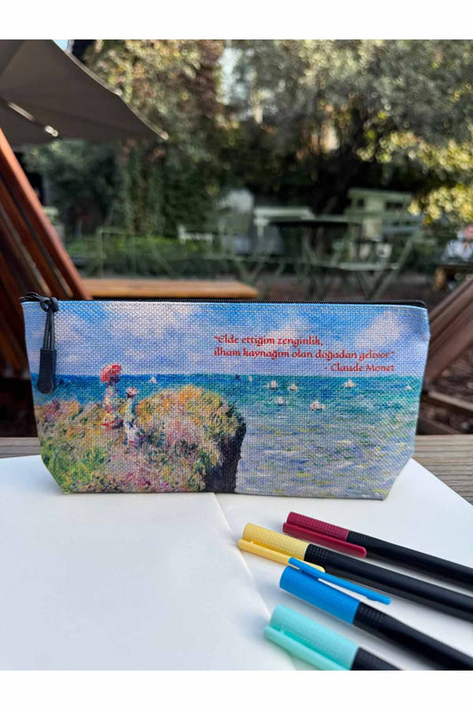 Claude Monet Kalemlik Yıkanabilir 22x12 Ölçülerinde Körüklü Makyaj Çantası