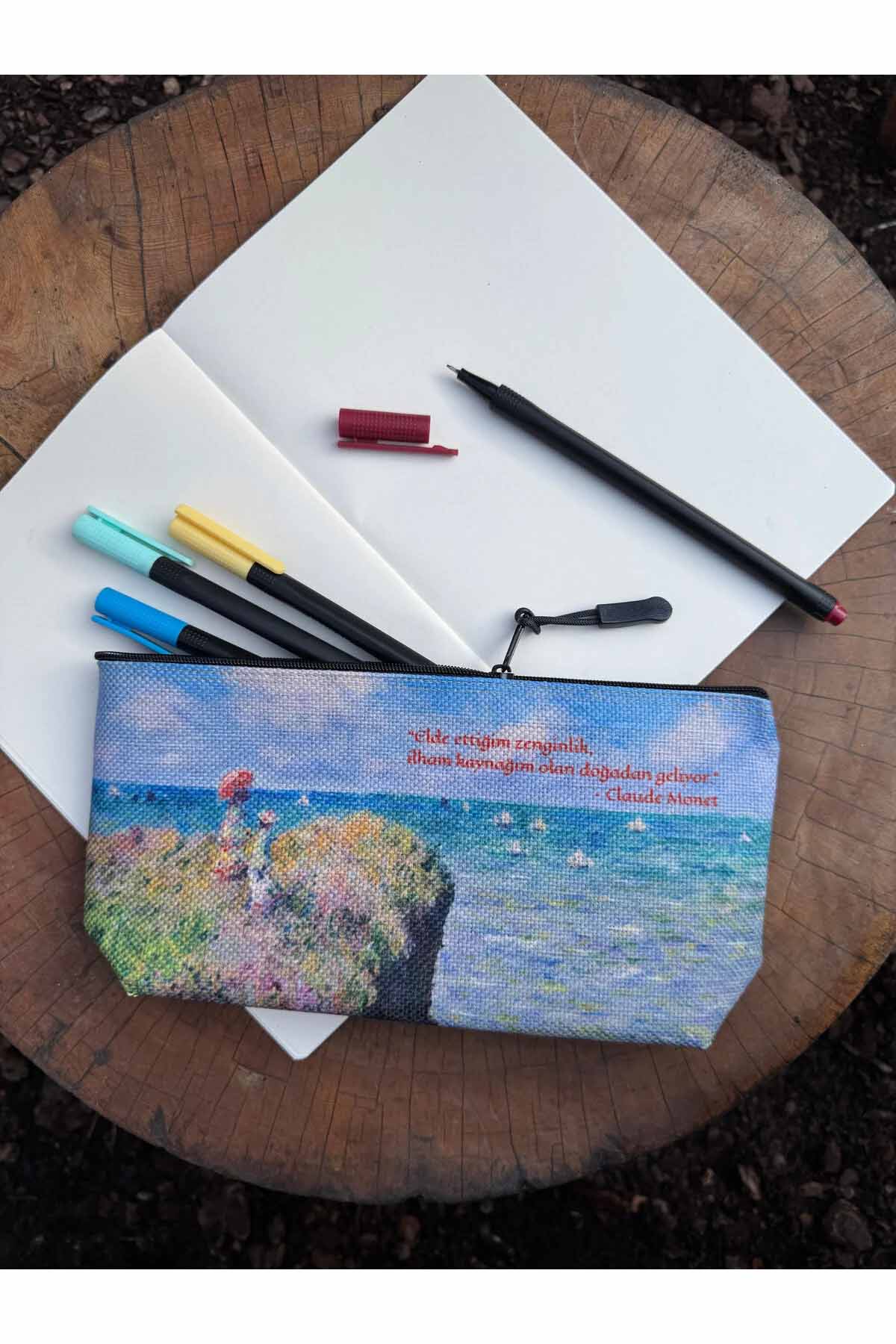 Claude Monet Kalemlik Yıkanabilir 22x12 Ölçülerinde Körüklü Makyaj Çantası