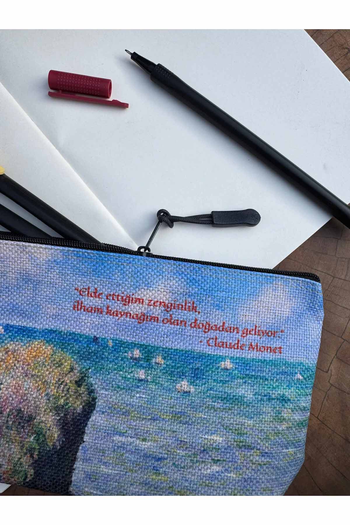 Claude Monet Kalemlik Yıkanabilir 22x12 Ölçülerinde Körüklü Makyaj Çantası