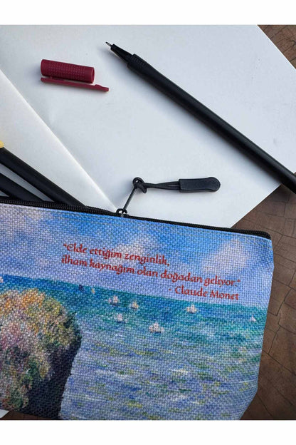 Claude Monet Kalemlik Yıkanabilir 22x12 Ölçülerinde Körüklü Makyaj Çantası