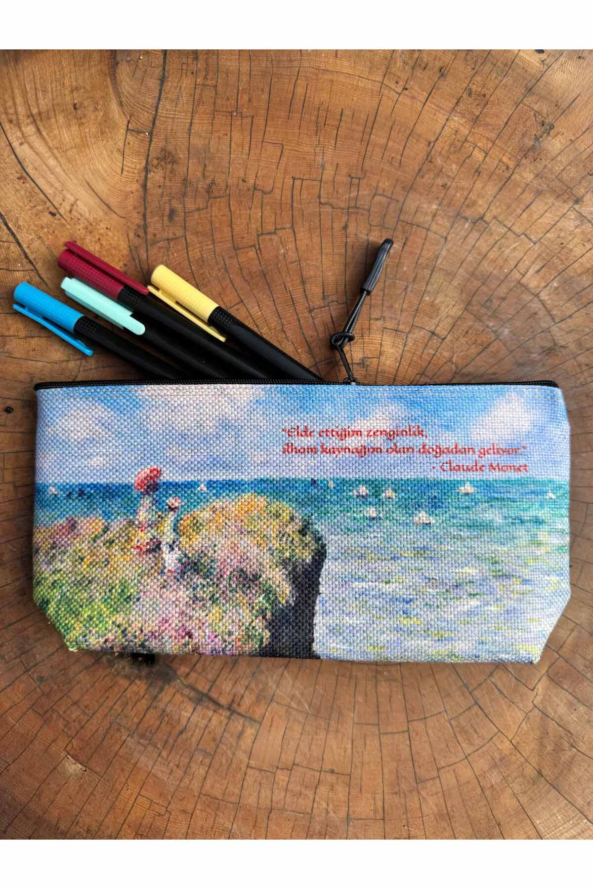 Claude Monet Kalemlik Yıkanabilir 22x12 Ölçülerinde Körüklü Makyaj Çantası