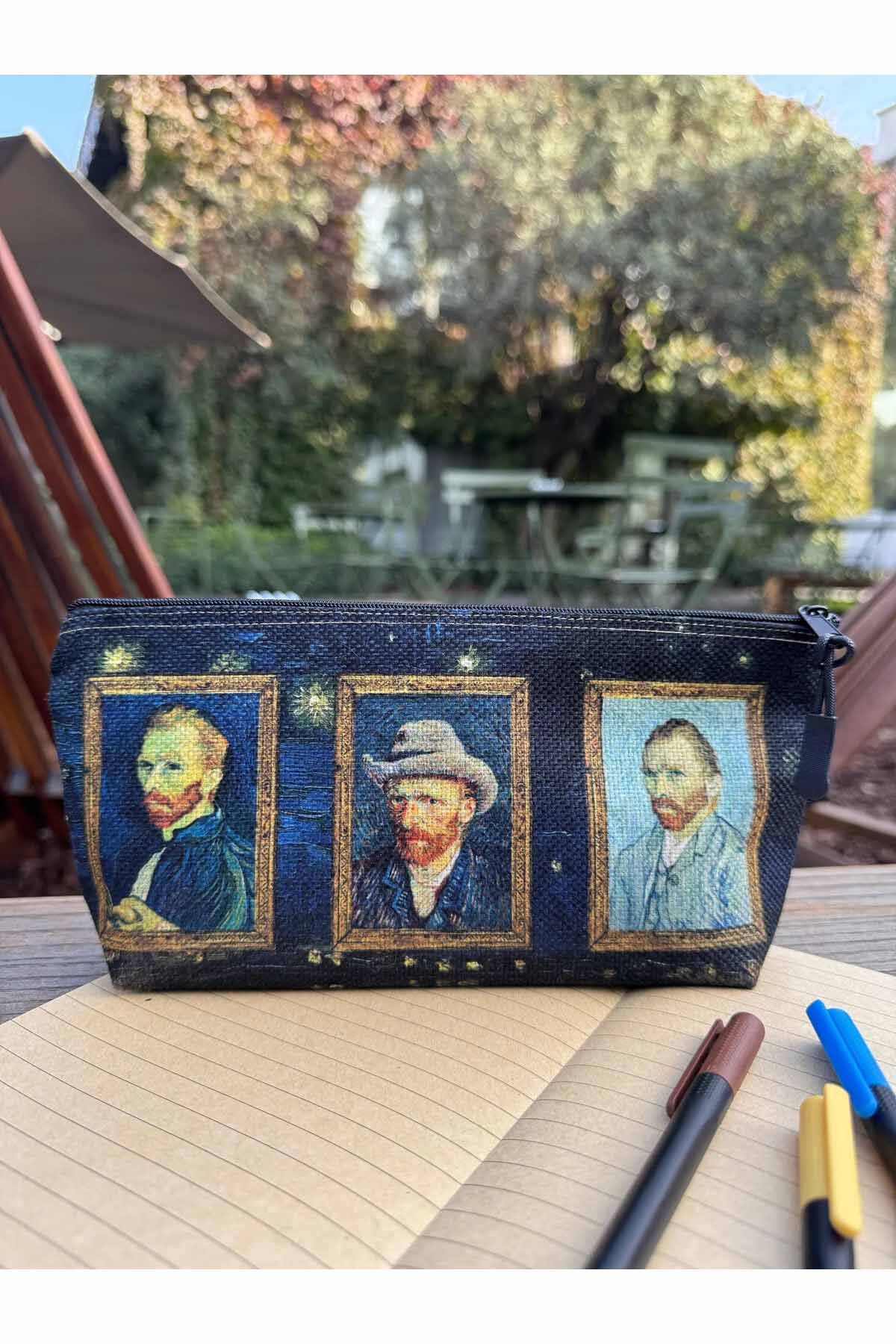 Vincent Van Gogh Kalemlik Yıkanabilir 22x12 Ölçülerinde Körüklü Makyaj Çantası
