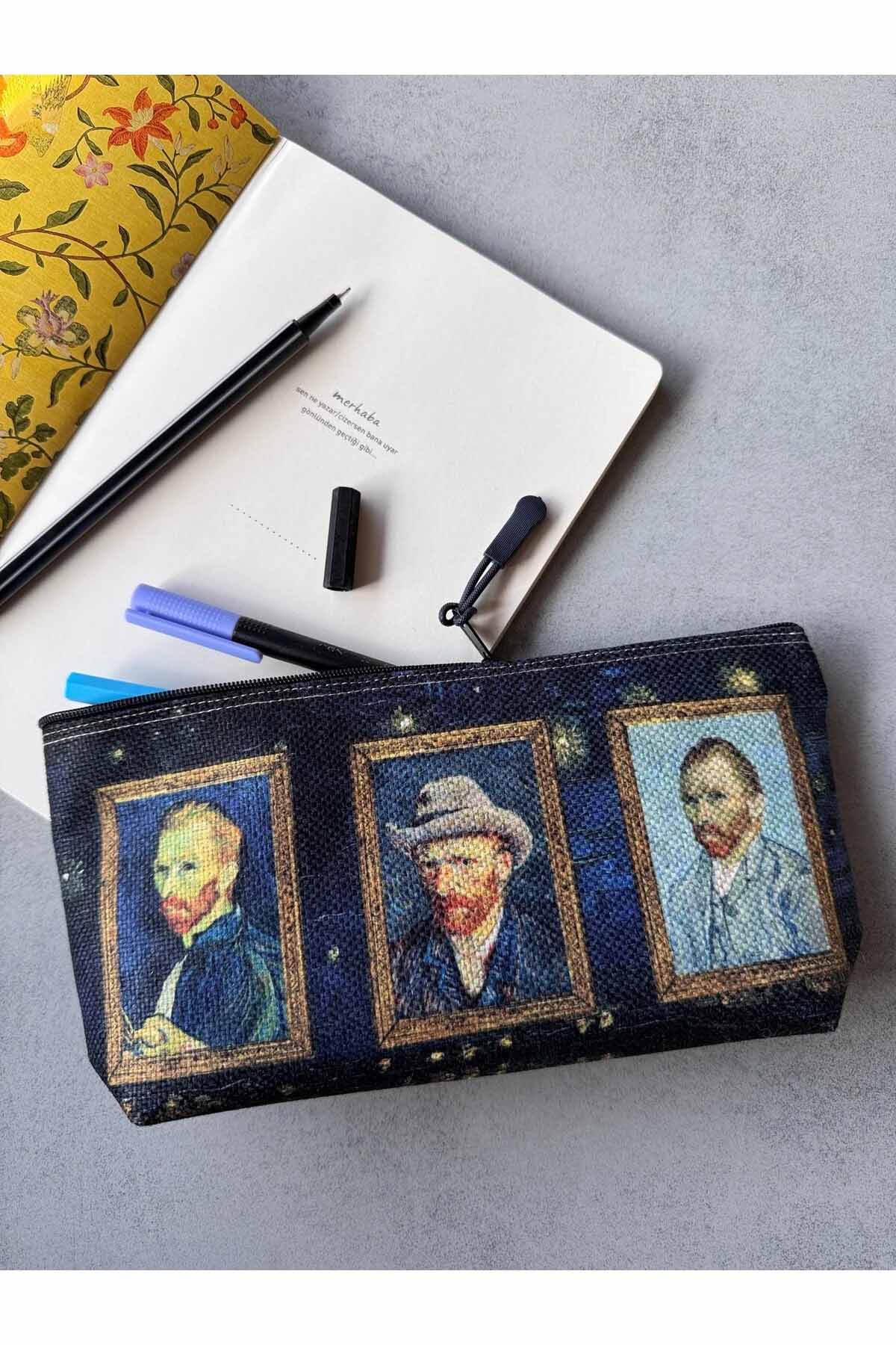 Vincent Van Gogh Kalemlik Yıkanabilir 22x12 Ölçülerinde Körüklü Makyaj Çantası