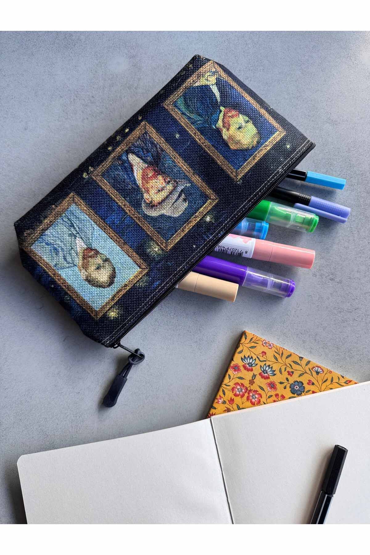 Vincent Van Gogh Kalemlik Yıkanabilir 22x12 Ölçülerinde Körüklü Makyaj Çantası
