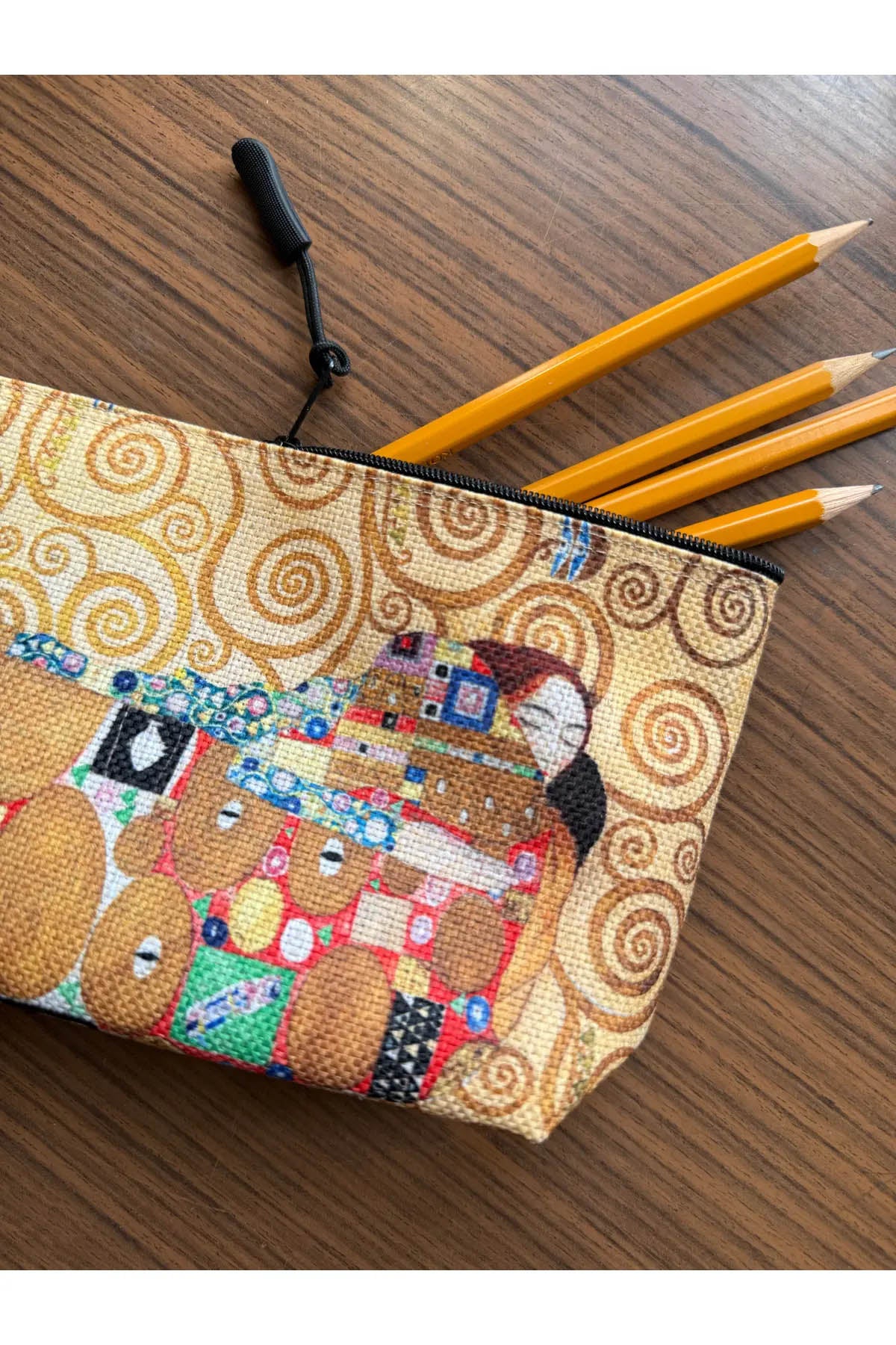 Gustav Klimt Kalemlik Yıkanabilir 22x12 Ölçülerinde Körüklü Makyaj Çantası