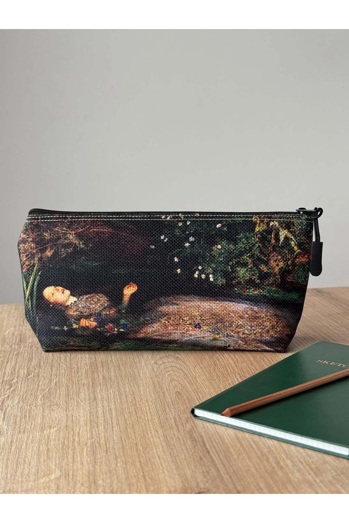 John Everett Millais Kalemlik Yıkanabilir 22x12 Ölçülerinde Körüklü Makyaj Çantası