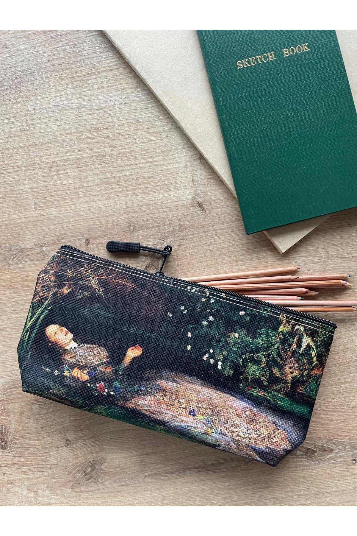 John Everett Millais Kalemlik Yıkanabilir 22x12 Ölçülerinde Körüklü Makyaj Çantası