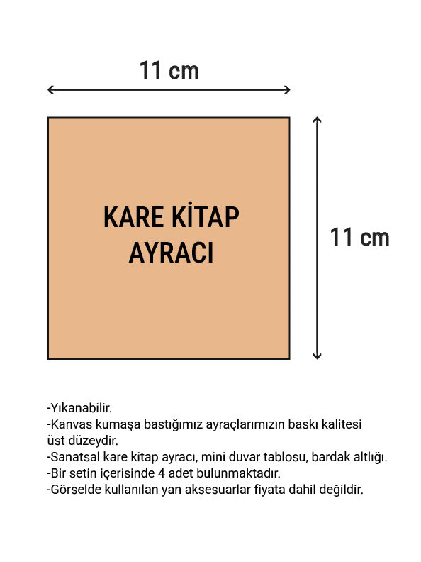 Van Gogh Kare Kitap Ayracı, Mini Duvar Tablosu, Bardak Altlığı