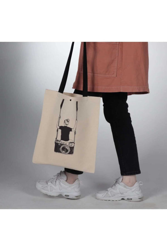 Fotoğraf Tasarım Çıtçıtlı Bez Çanta