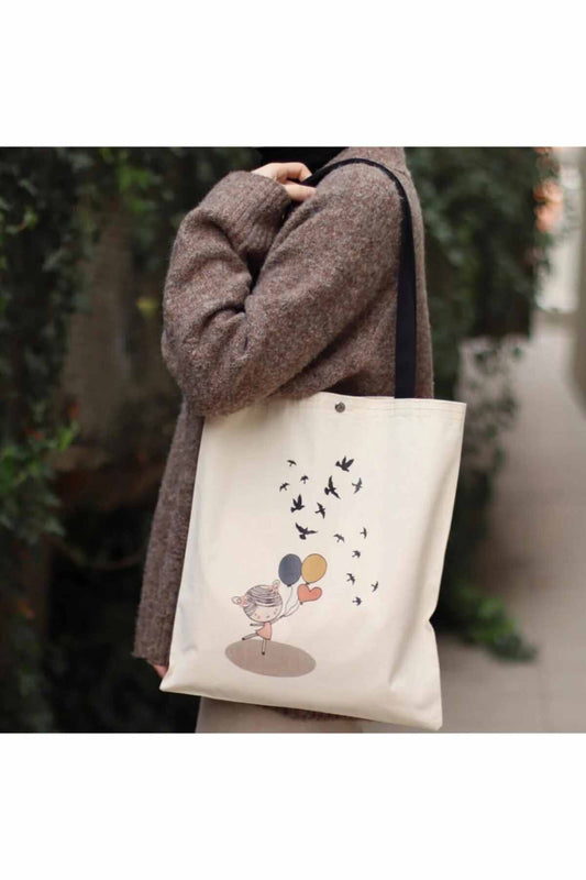 Balonlu Kız Bez Çanta