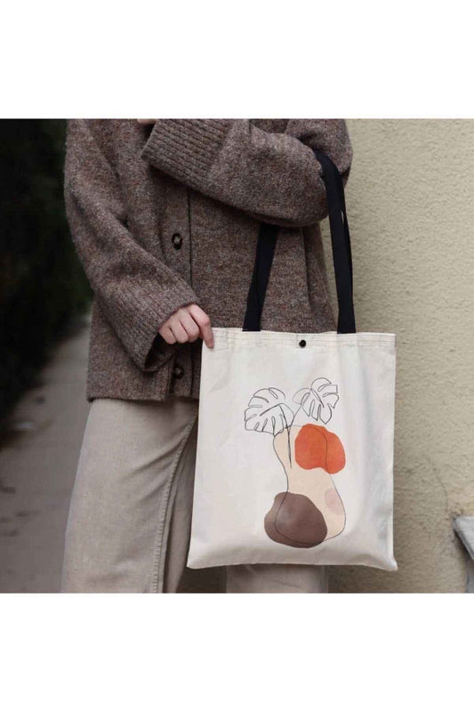 Doğal Pamuk Çıtçıtlı Bez Çanta