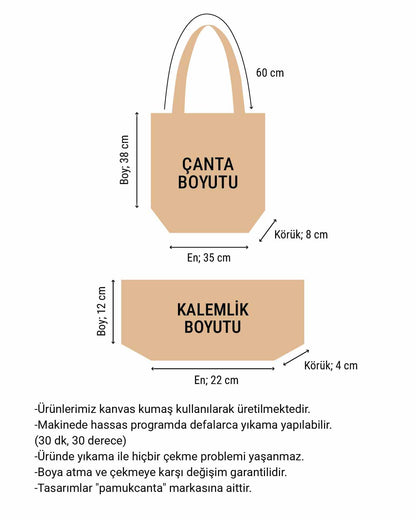 William Morris Kanvas Bez Çanta& Makyaj Çantası Yıkanabilir Metal Çıtçıtlı Cepli (2'li Set)